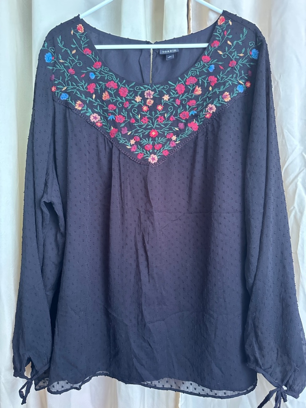 Torrid Embroidered Floral Peasant Blouse